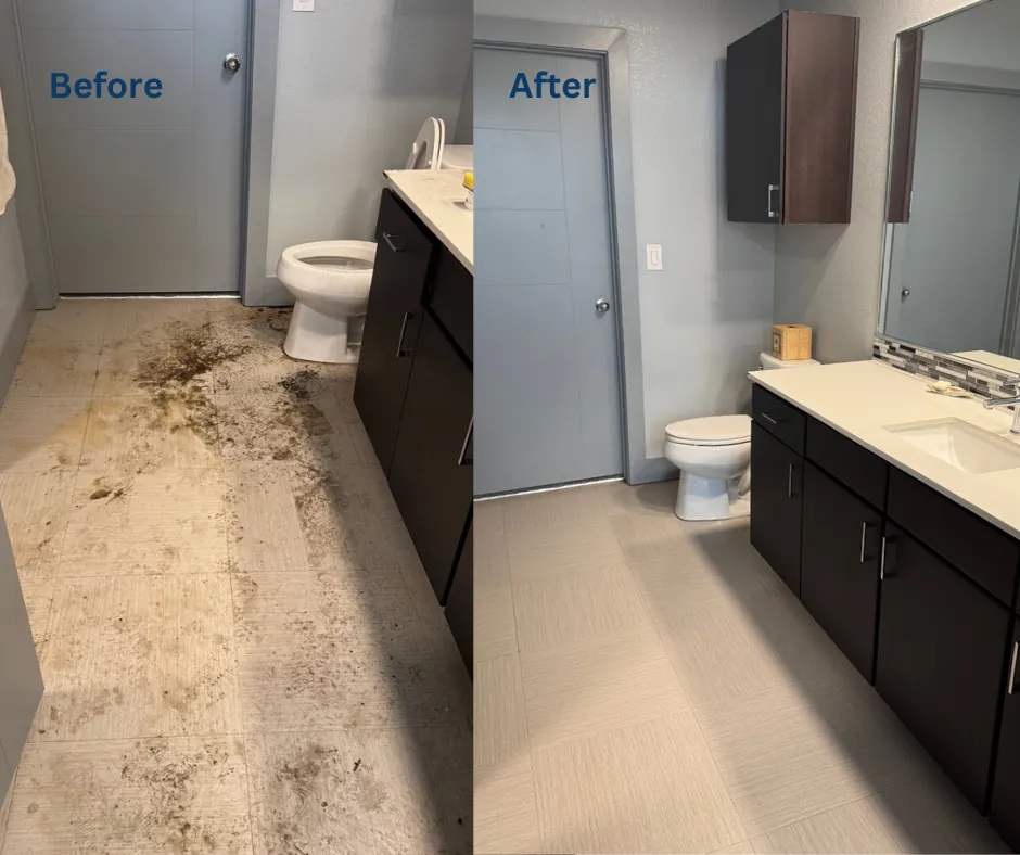 Bathroom floor deep cleaning before and after